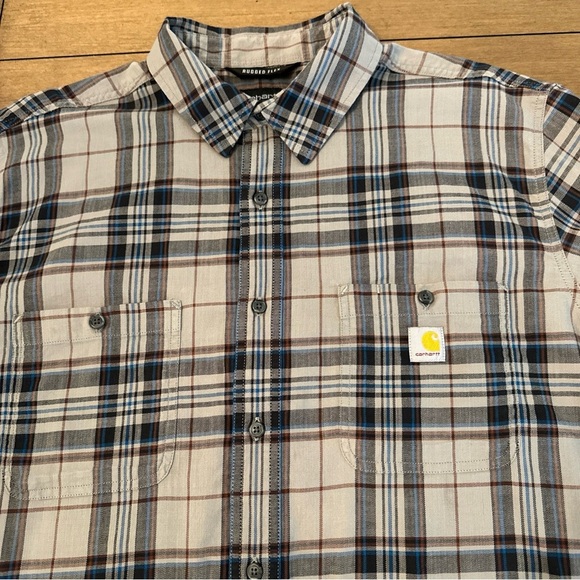 Carhartt Rugged Flex Flannel Shirt Men’s XL Relaxed Fit Blue Gray Plaid - Picture 2 of 14